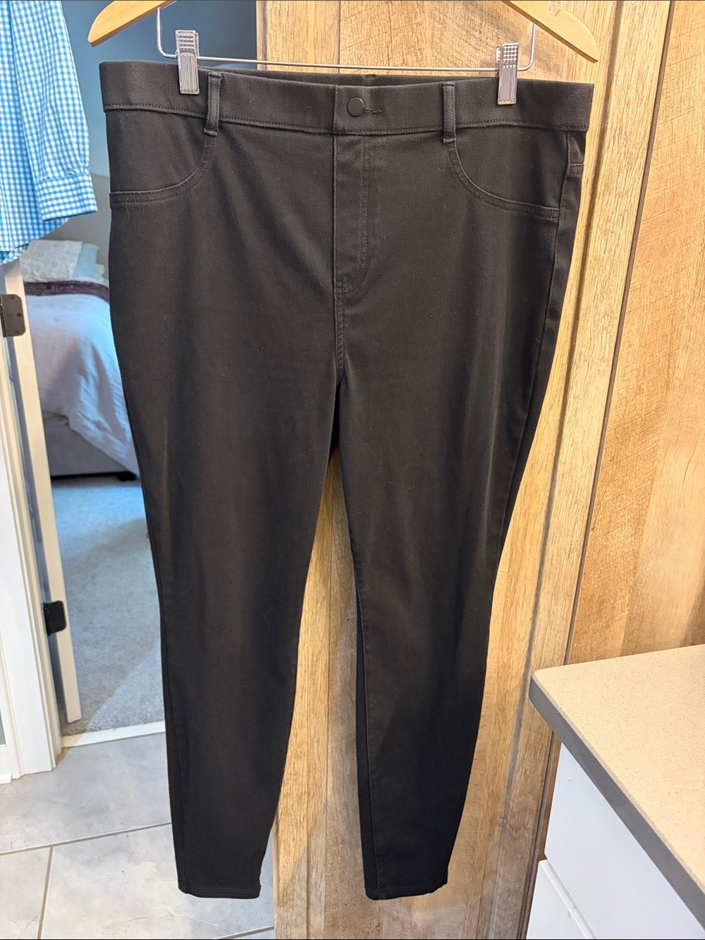 Time and Tru XL Black Straight Leg Pants jeggings cotton poly spandex